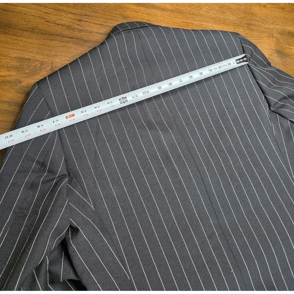 Leonardi Mens Wear Pinstripe Blazer 38S Black White 3 Button Wool Feel Jacket S3